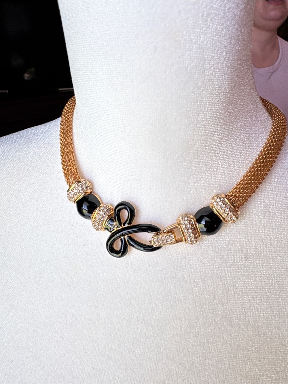 16.5” Gold-Tone & Black Knot Accent Necklace - Elegant Women's Jewelry